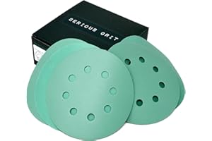 Serious Grit Sanding Discs 5 Inch 8 Hole Fine Grit Assortment - 320, 400, 600, 800, 1000 Grit (10/each) - Hook & Loop Wet Dry