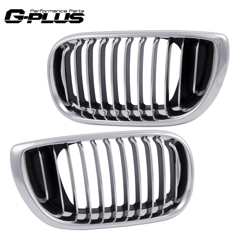 Hood Grille Bumper Front Glossy Kidney Silver 330i 328i 325xi 325i 323i