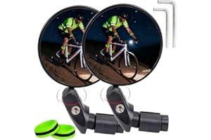 RECSEUP 2PCS Bike Mirror Handlebar Mount, Adjustable 360° Rotatable Rear View Mirrors with 2PCS Reflective Bands, HD Convex M
