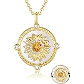 FANCIME Sunflower necklace Sterling Silver Spinning Anxiety Pendant for anti-stress, You Are My Sunshine Mother of pearl Jewelry Birthday Christmas Gifts for Women Wife Her