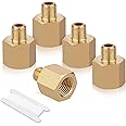 Ailbiuko Brass Pipe Fitting Reducer Adapter,1/8" NPT Thread Male to 1/4" NPT Thread Female Extension Fittings Brass fitting,5Pcs