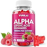 YUULAI Alpha Lipoic Acid Gummies 1000MG with Biotin, High Absorption Chewable ALA Supplement for Antioxidant, Brain Health and Nerve Support, Raspberry Flavor, 60 Count
