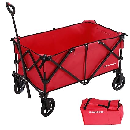 SONGMICS Carrito de Jardín Plegable, Aluminio, Carga Máxima de 150 kg
