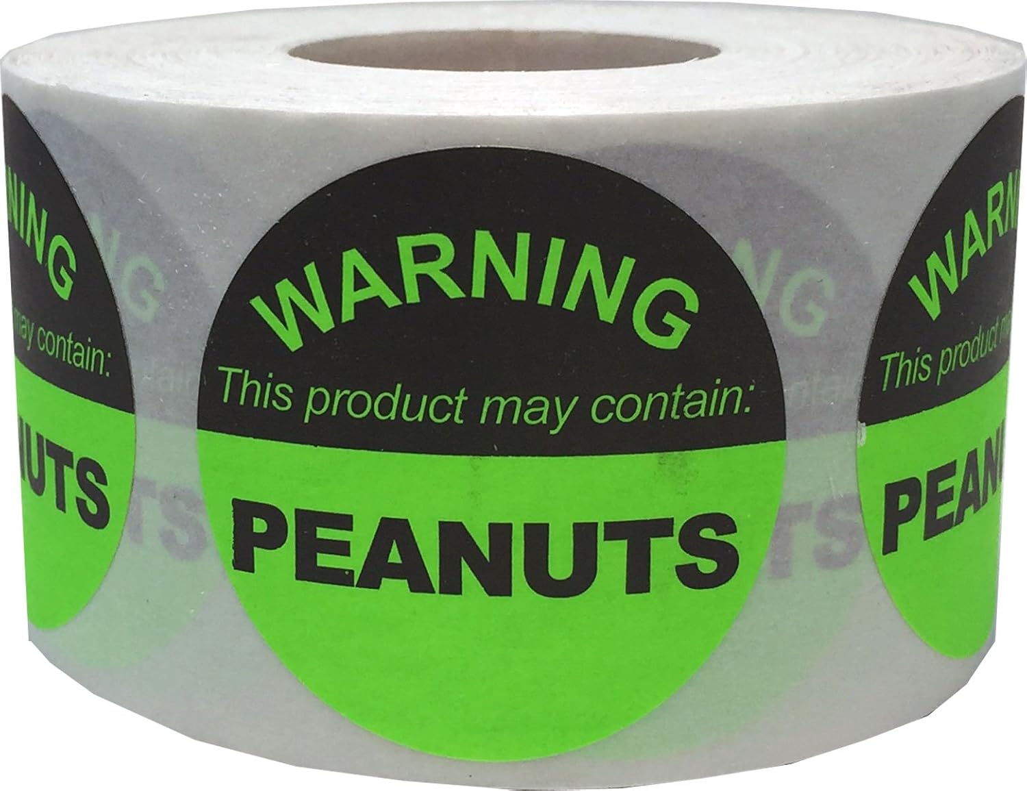 Food Allergy Warning Labels This Product May Contain Peanuts 1.5 Inch Round Circle Dots 500 Adhesive Stickers