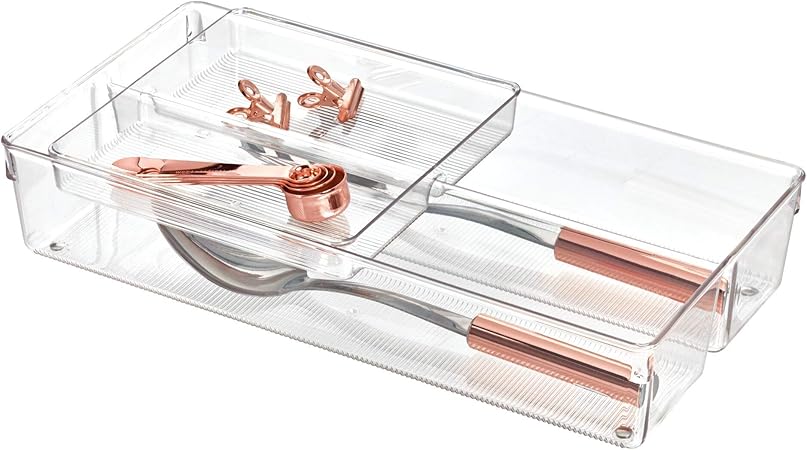 Idesign Linus 2 Tier Drawer Organizer Storage For Cutlery