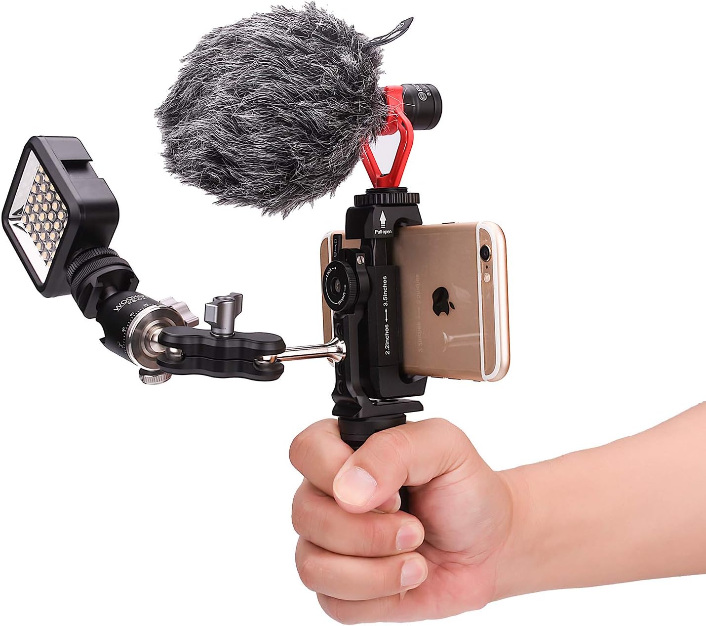 Metal Phone Tripod Mount with Cold Shoe,Woohoto 360 Rotation,Compatible with iPhone 11 Pro Tripod Mount, Sumsung Smartphone Holder Adapter, Cell Phone Clamp,Video Rig Mount for Live Streaming: Camera & Photo