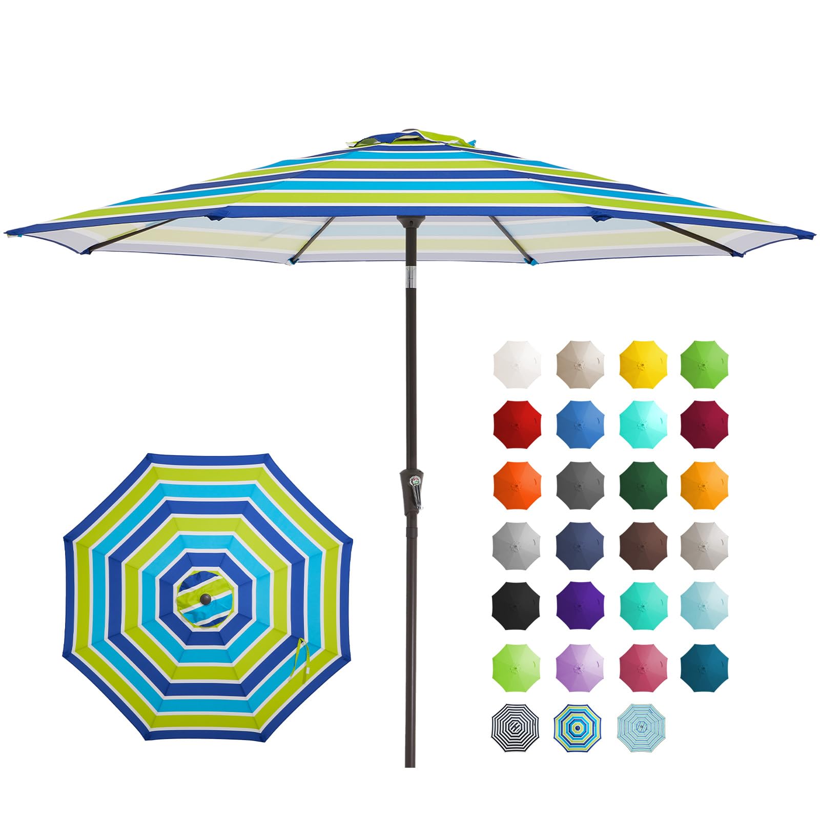 JEAREY 9FT Outdoor Patio Umbrella Outdoor Table Umbrella with Push ...