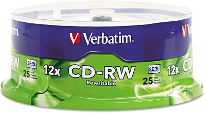 Verbatim CD-RW 80min 700MB 4x-12x High Speed Branded 25pk Spindle