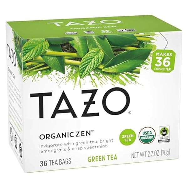 TAZO ORGANIC ZEN GREEN TEA, CAFFEINATED TEA WITH REFRESHING LEMONGRASS & SPEARMINT, 36 TOTAL BAGS