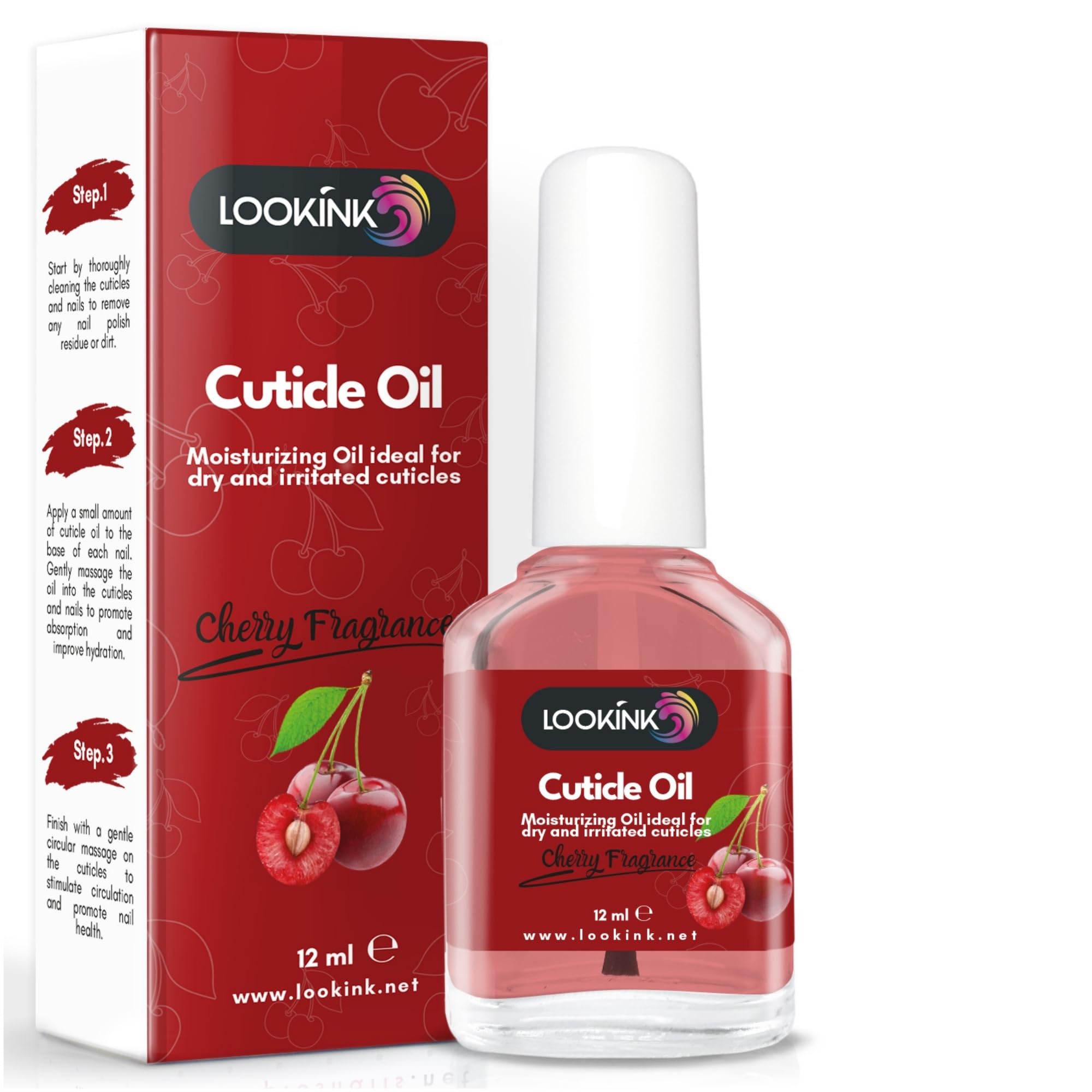 Professional Nail Cuticle Oil 12 ml - Hydrating and Nourishing Cherry Fragrance Cuticle Oil for Perfect Hands and Feet - Cuticle Softener for Professional Nail Care