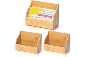 SHIQIKEJIPTY 2 PCS 4x6 Inch Wood Index Card Holder Index Card Display Stand Notecard Box Business Cards Organizer Post Cards Case for Business Desk Office Home School Capacity 300 Sheets