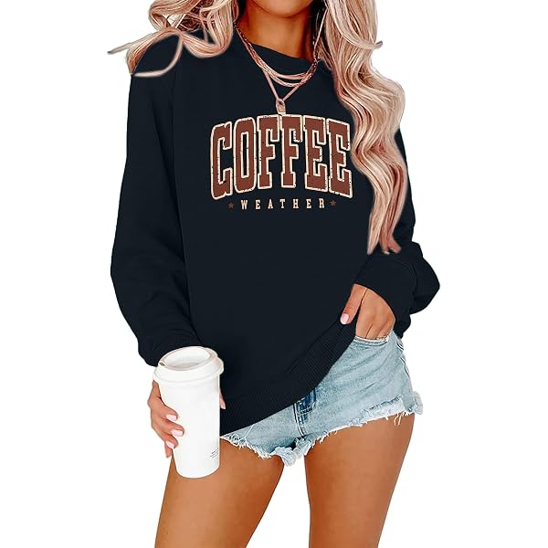 Quzawgohe Cozy Season Sweatshirt For Women - Coffee Weather Graphic Pullover, Fleece Crewneck Long Sleeve Top - View #6