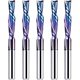 SpeTool 5-Piece Carbide Spiral Downcut CNC Router Bits Set, 1/8 Inch Cutting Dia 1/8 Inch Shank with TAC Coated End Mill Bit 