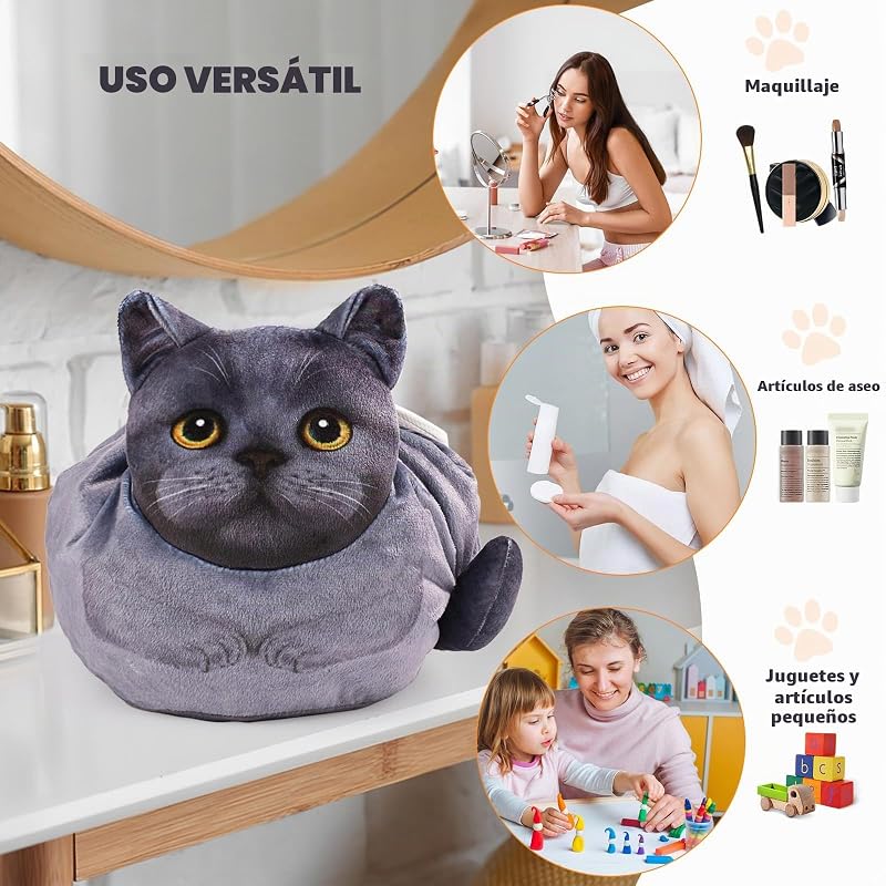 Design de Saco de Maquilhagem para Gatinhos, Organizador de Maquilhagem de Grande Capacidade, Maquilhagem de Viagem, Maquilhagem para Mulheres e Raparigas — foto 3 de 6