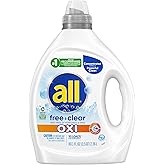 all free clear Advanced OXI Laundry Detergent, 80.1oz, 90 Loads, Stainfighting, Unscented and Hypoallergenic for Sensitive Skin, Concentrated, Dermatologist Tested, HE Safe