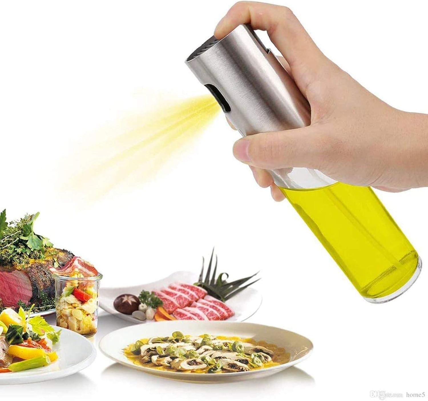 Olive Oil Sprayer Bottle, Stainless Steel Glass Oil Dispenser for Cooking, BBQ, Salad, Baking, Roasting, Kitchen Tools, 3.4- ounce Capacity: Kitchen & Dining