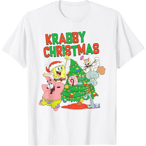 Maglietta Di Natale Per Bambini SpongeBob SquarePants – Grigia Con Patrick E SpongeBob – 93% Cotone – Taglie 3-14 Anni - 3
