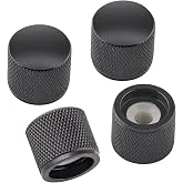 Metallor Knurled Guitar Knobs Volume Tone Knob Speed Control Knob 6mm Shaft | Metal Dome Style, for Strat Tele Telecaster Style Electric Guitar or Bass, Guitar Parts Replacement, Set of 4Pcs, Black