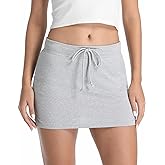 Gaoho Women's Sweat Mini Skirts Cute Built-in Shorts Split Hem Drawstring Stretchy Tennis Skirts