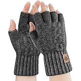 ARFNKIM Fingerless Gloves Winter Warm Knitted Stretchy Half Finger Gloves Running Driving Cycling Working for Men and Women