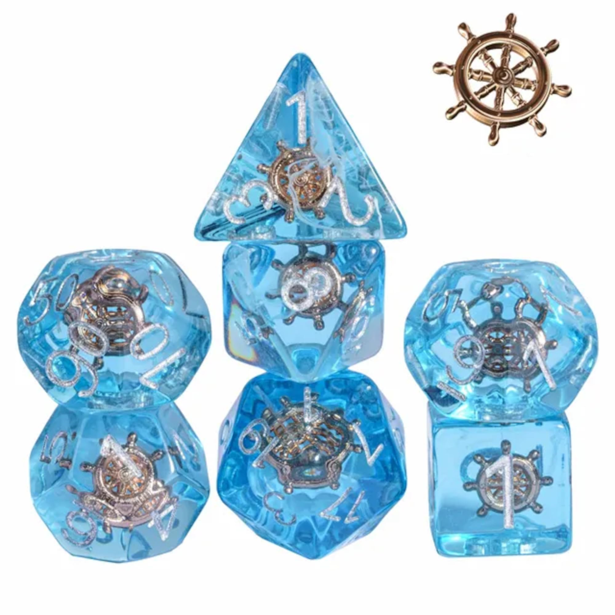 Navigator's Charm Dice Set - Pirate Dice Set - Dungeons and Dragons Dice Polyhedral Dice Set - Dice for Dungeons and Dragons and Tabletop RPGs
