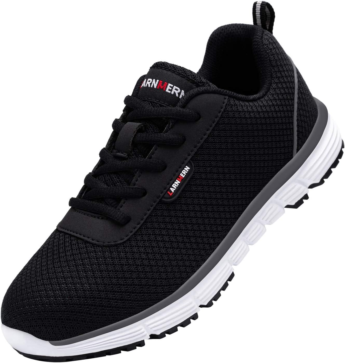 Safety Trainers for Women, L8038 S1 SRC Ultra Lightweight Breathable Steel Toe Shoes Slip Resistant(5.5 UK,Dark Black White)