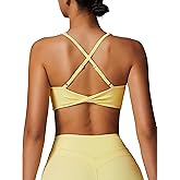 ABOCIW Womens V Neck Twist Back Sports Bra Padded Low Impact Fitness Yoga Bra Workout Crop Top