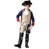 GRAJTCIN Colonial Costume Boys Revolutionary War Costume Kids 18th Century Historical Halloween Costume