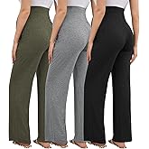 Tjukufpa 3 Pack Women's Maternity Pants Over The Belly Pregnancy Pants Stretchy Loose Wide Leg Lounge Work Pants with Pockets
