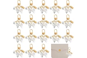 OMISTAR 30 Pcs Pearl Bow Keychain Party Favor Set, White Aesthetic Keyring with bow, Acrylic Keychain Decorations for Car, Ba