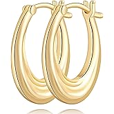 KFERAXSZ 14K Gold Earrings for Women 14K Gold Hoop Earrings for Women Gold Hoop Earring for Womens Hoops Sleek wave-like shape Womens Hoops Earring