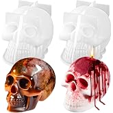 3D Skull Resin Molds, 2 Pack Halloween Molds | Skull Candle Molds, Silicone Skull Shape, Handmade Candle Making Mould