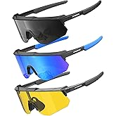 QALLY Polarized Sports Sunglasses for Men, UV400 Protection Mens Sunglasses Wrap Around Sun Glasses for Cycling Running