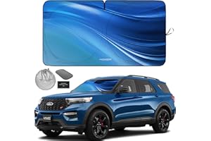 Autoamerics 1-Piece Windshield Sun Shade - Ocean Wave Foldable Car Front Window Sunshade for Most Cars SUV Truck - Heat Blocker Visor Protector Blocks Max UV Rays and Keeps Your Vehicle Cool - Medium