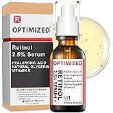 Retinol Serum 2.5% with Hyaluronic Acid, Glycerin, Vitamin E - Reduce Wrinkles, Fine Lines, Even Skin Tone, Sun Spots, Age Spots - Boost Collagen Production 1 fl oz - OPTIMIZED LAB Guaranteed
