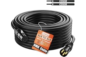 Czgor DMX Cable 50ft, Flexible 3 Pin Gold-Plated XLR Male to Female Cable Wire for Stage Lighting Signal XLR Connection Compatible with Stage Light, Par Light, Spotlight Input & Output