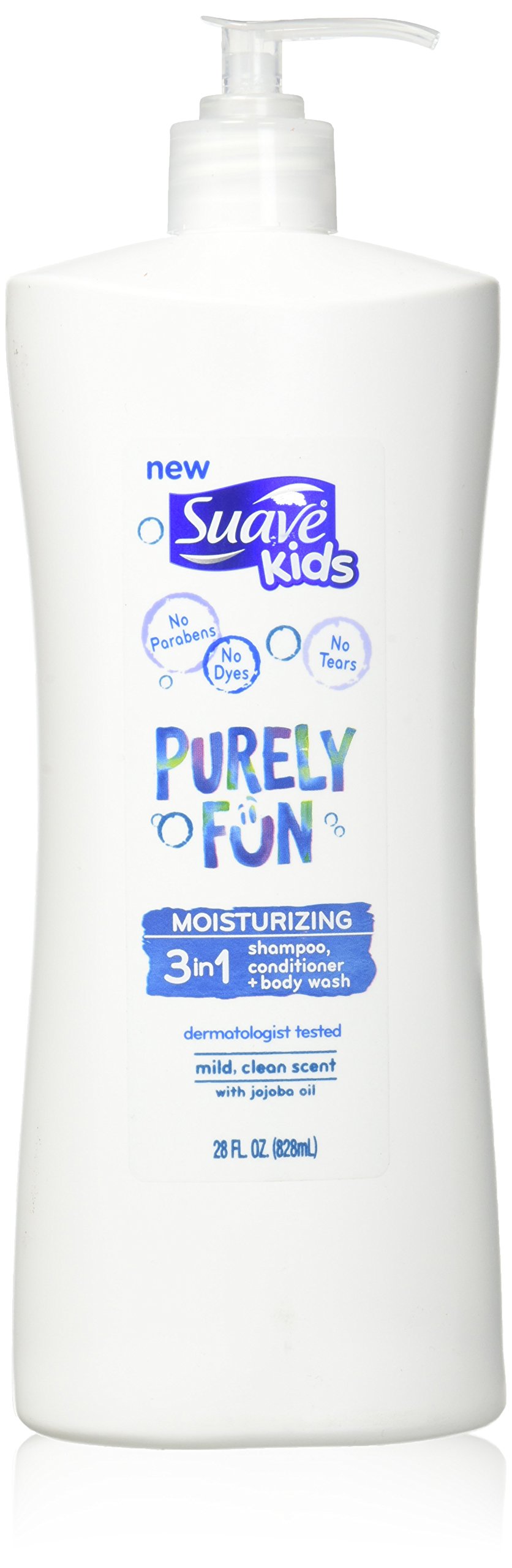 Suave Kids 3 in 1 Shampoo Conditioner Body Wash, Purely Fun Sensitive, 28 oz Beauty