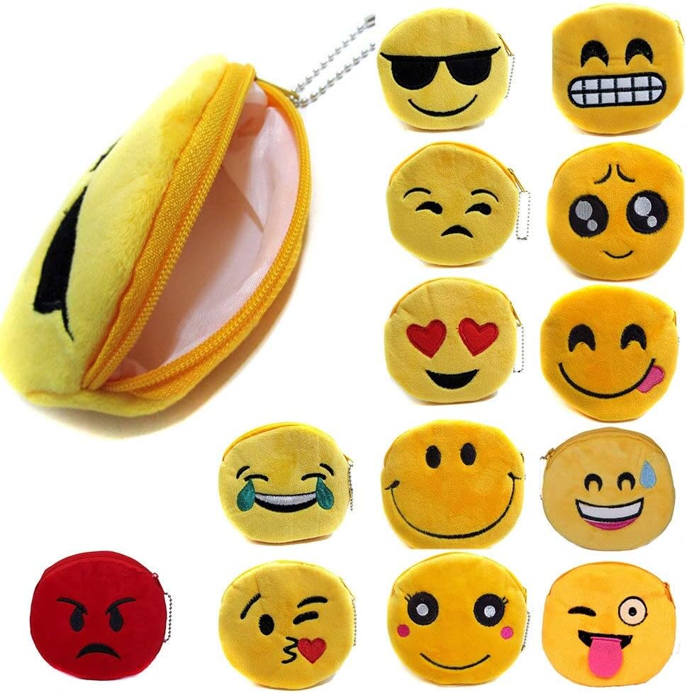 TeqBee (Pack of 6) Simple Cartoon Emoji Purses Girls Coin Bag Children Small Wallet Card Holder Key Pouch Money Pocket