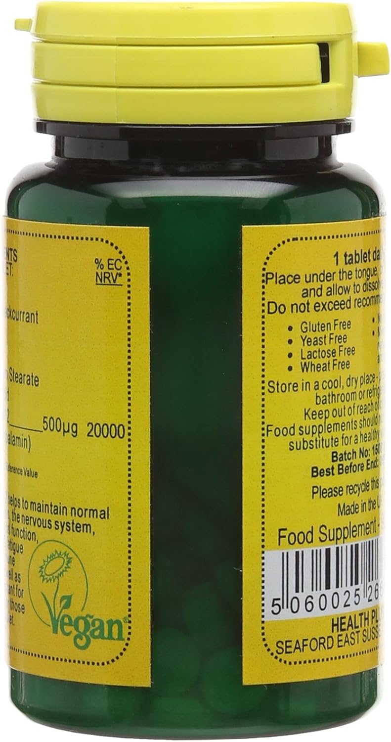 Veganicity B12 500µg Sublingual (Blackcurrant Flavour) : Vitamin B12 Supplement : 90 Tablets, in a Planet-Friendly 99% Recycled Pot - Image 4