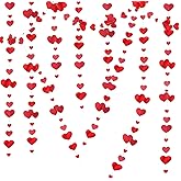 Sparkling Love Valentines Day Decorations for Wedding - Red Heart Garland Hanging for Engagement Galentines Day Birthday Party Decor, 40 Feet Total