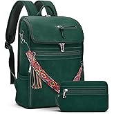 SYTRAH Leather Laptop Backpack for Women Designer Laptop Bag, 16.5 inch Travel Computer Backpacks Purse with Tassel for Work Business with Satchel Purse Green