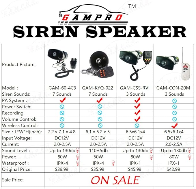 gampro car siren speaker
