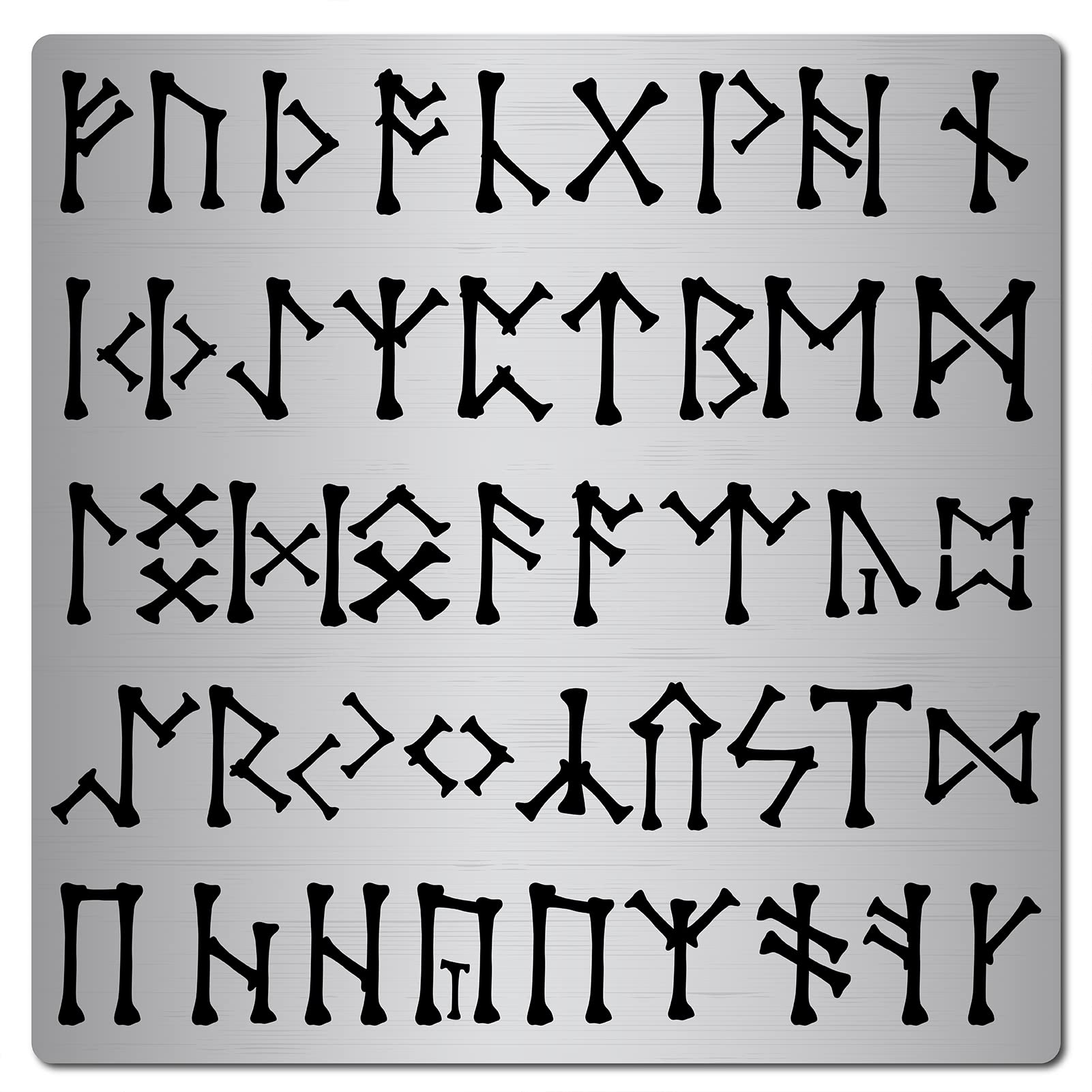 GORGECRAFT 6.3 Inch Metal Runes Stencil Stainless Steel Ancient Alphabet Elder Futhark Plantillas Abecedarios Template Gothic Font Lettering Stencils for Painting Wood
