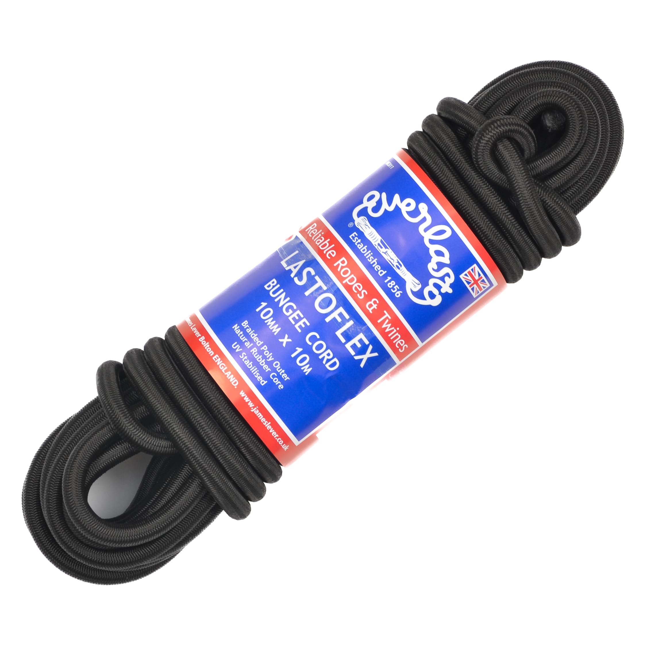 Everlasto 'Lastoflex' Elastic Bungee Cord Shock Cord Rope Black 10mm x 10M
