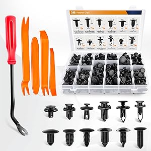 GOOACC - GRC-33 240PCS Bumper Retainer Clips Car Plastic Rivets Fasteners Push Retainer Kit Most Pop...