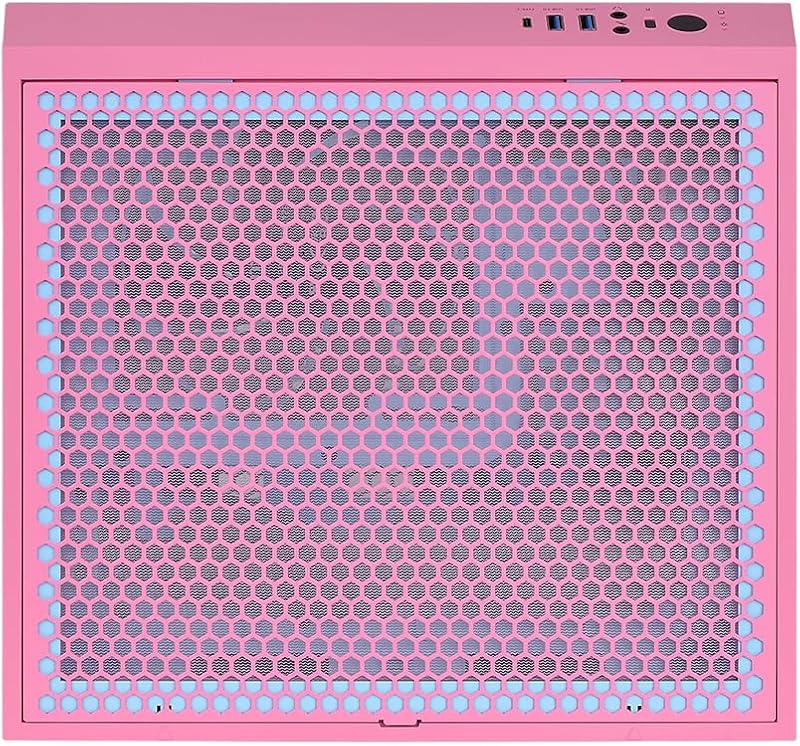 A Torre 200 | Mini Torre Mini-ITX Vertical | 2 x ventoinhas CT140 pré-instaladas | Vidro Temperado & Alto Fluxo de Ar | 280mm Compatível com AIO | Rosa Bolha