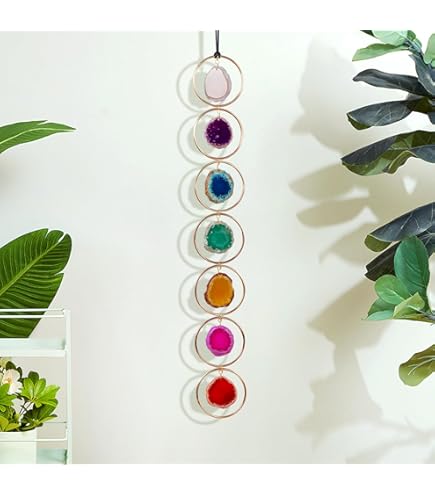 Anjiucc Handmade Crystal Window Car Hanging Ornaments 7 Chakra Home Ornament Yoga Meditation Car Decoration(A-Style 12