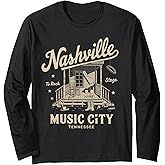 Nashville Music City Tshirt Women Men Tennessee Rock Country Long Sleeve T-Shirt