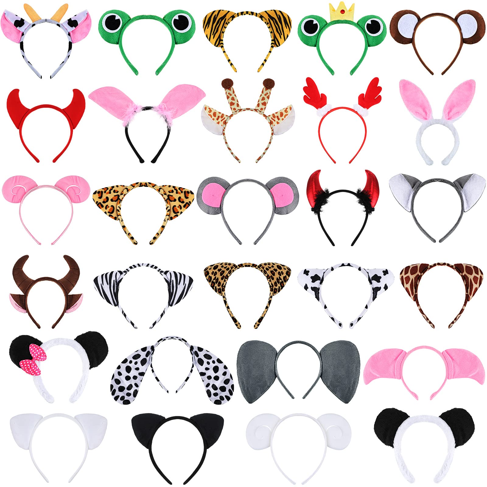 Photo 1 of Safari Animal Headbands with Ears, Horns, and Hoops - Jungle Theme Birthday Photo Props for Kids and Adults