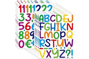 ZJWZSLI 600 PCS 16 Sheets Letter Stickers 2 Inch Large Alphabet Sticker Vinyl Self Adhesive Waterproof Number Sticker Suitable for Indoor Outdoor Mailbox Poster Crafts (Cartoon,Multicolor)